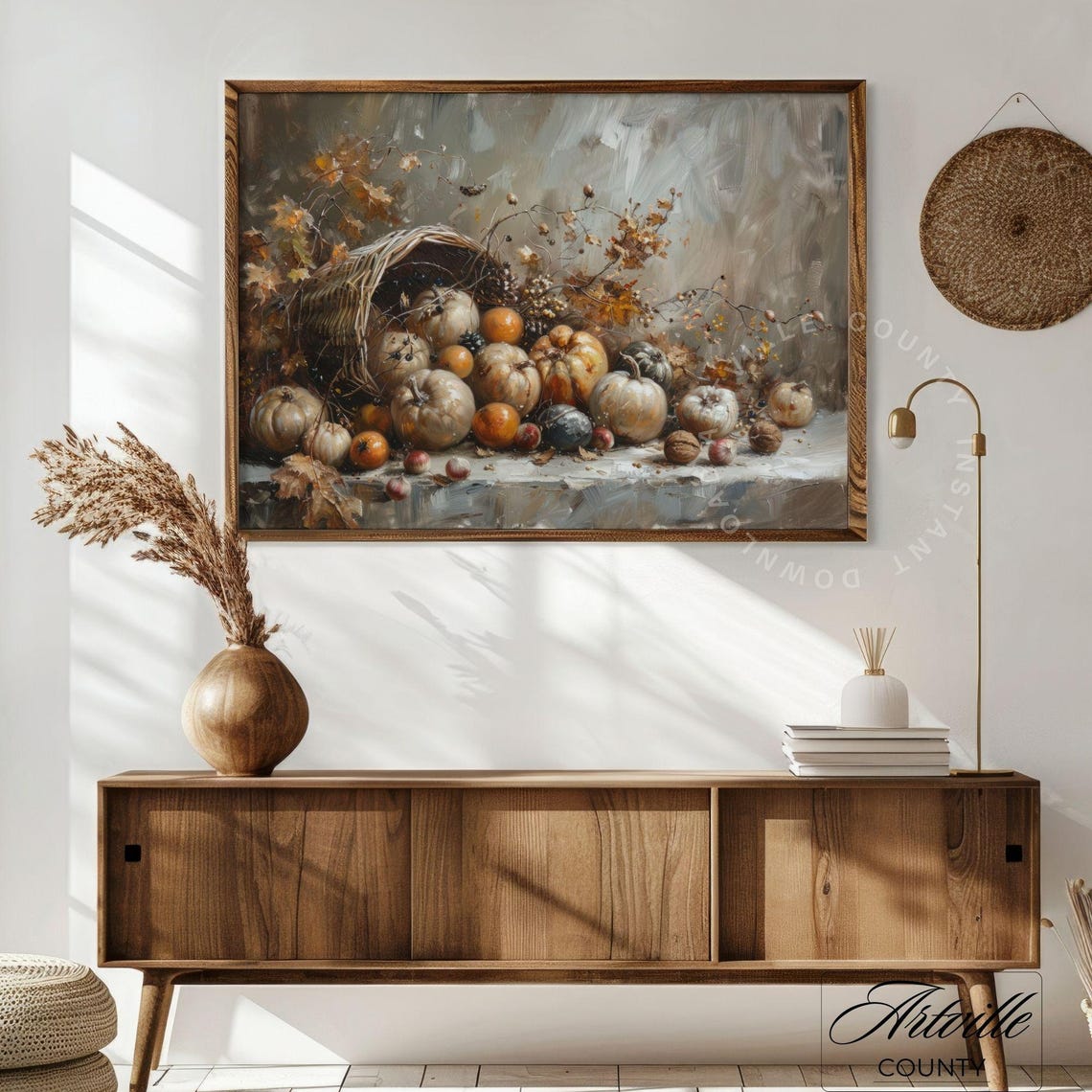 Autumn Cornucopia Harvest Still Life Oil Painting Style Poster - Image 3