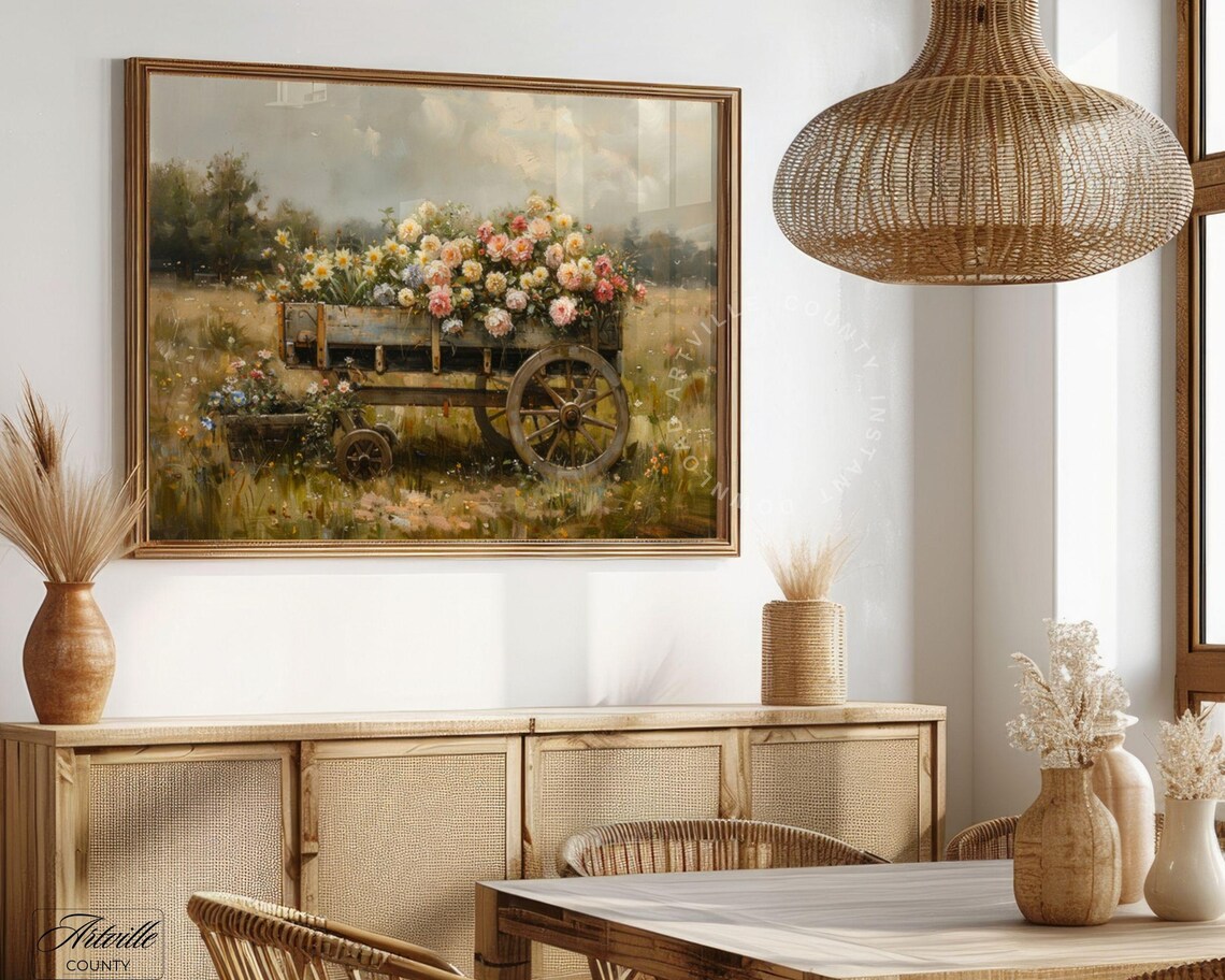 Wildflowers Cart Vintage Floral Art Print - Image 4