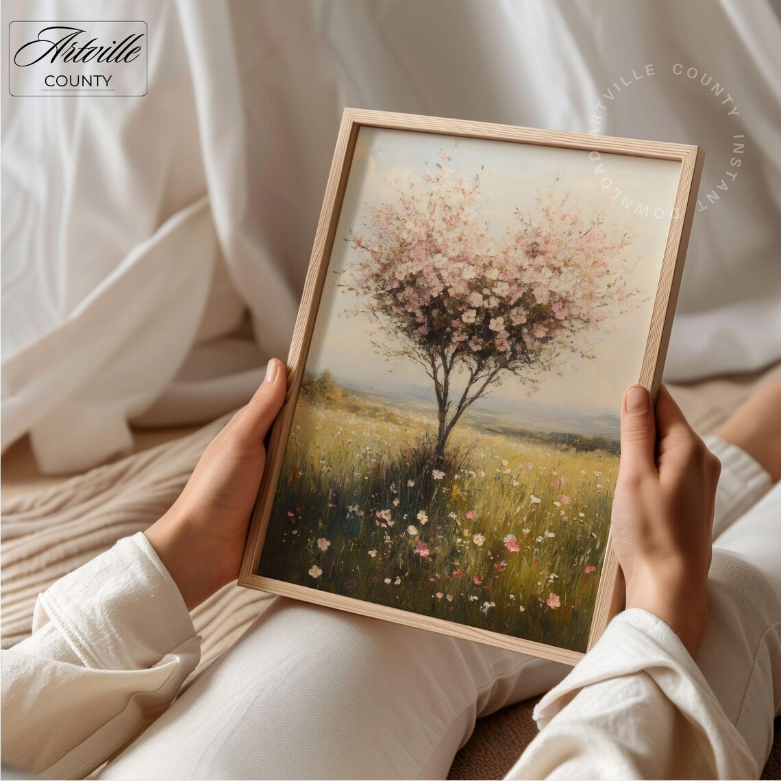 Heart Shape Tree Spring Landscape Romantic Art Print - Image 4