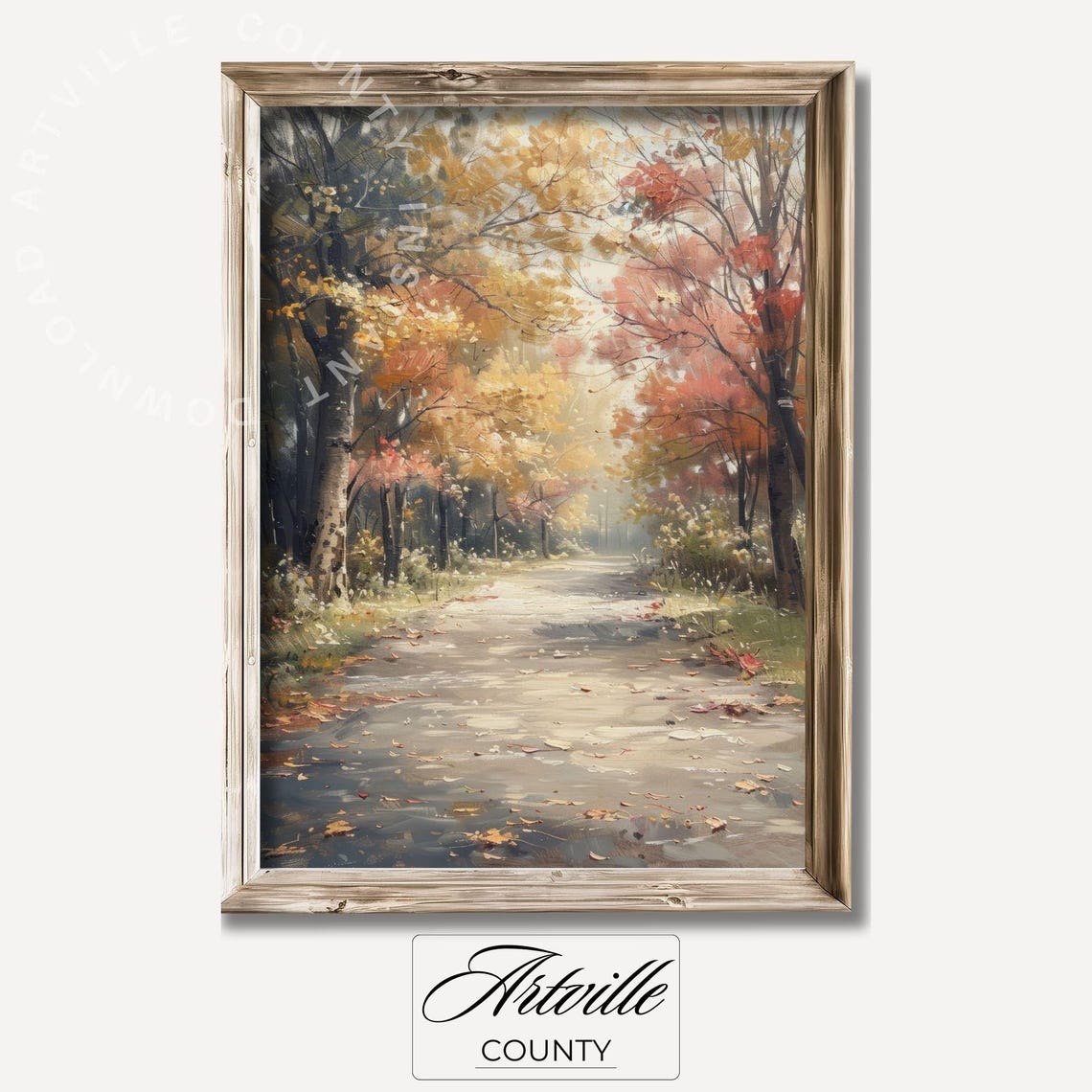 Autumn Forest Path with Golden Fall Foliage Landscape Poster - Image 2