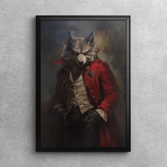 Victorian Werewolf Dark Wall Gallery Gothic Oil Painting Halloween Artwork Spooky Scarry
