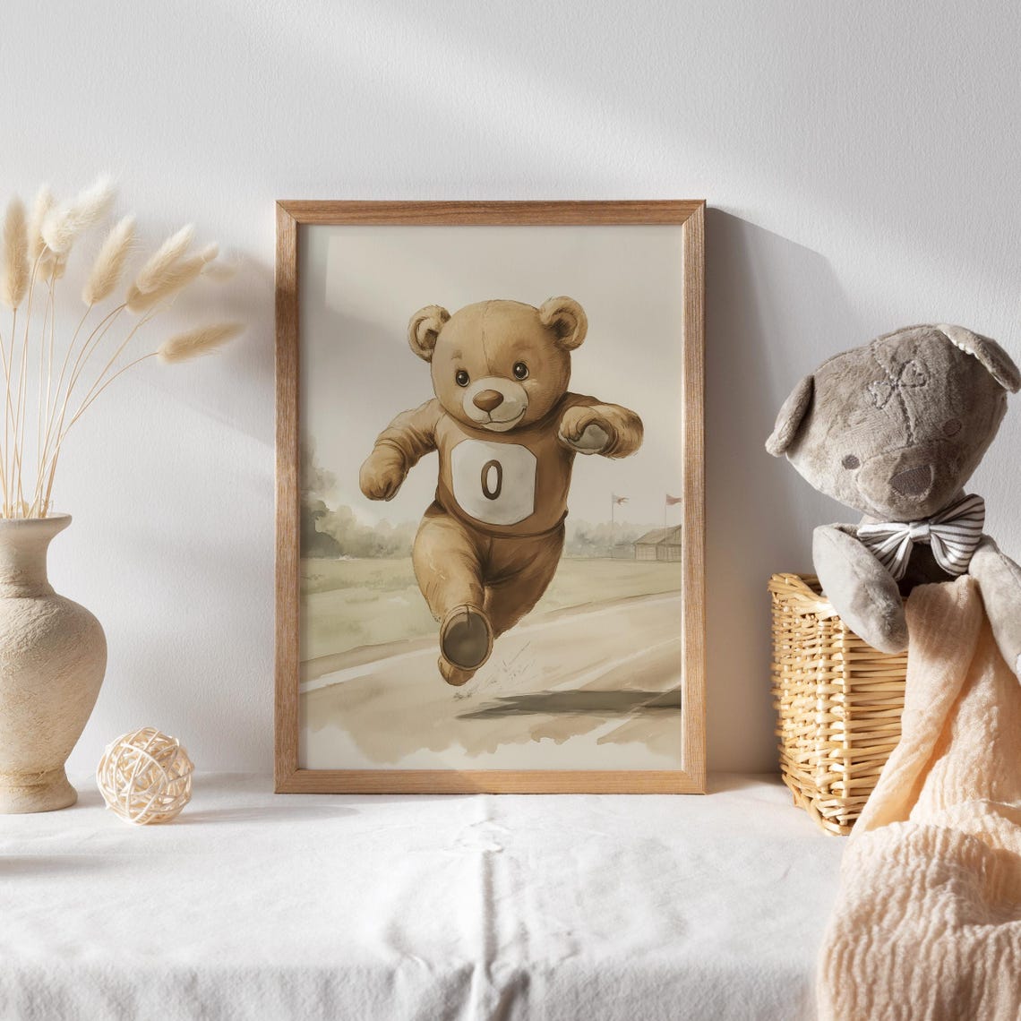 Teddy Bear Running Track Race Wearing Number Zero Bib Poster - Image 2