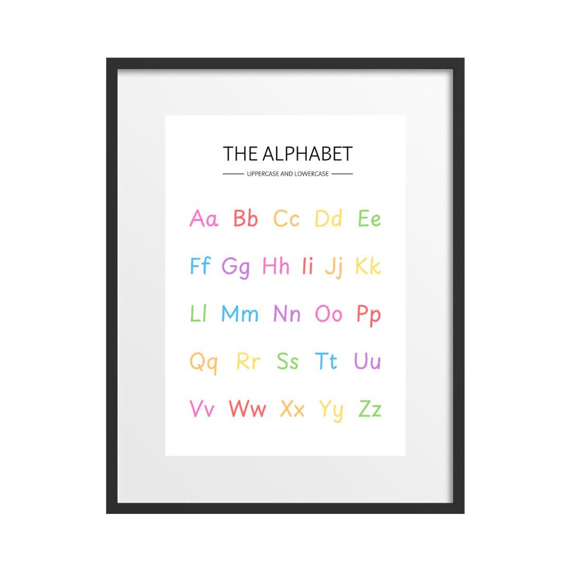 Rainbow Alphabet Uppercase Lowercase Colorful Letters Kids Room Poster - Image 2
