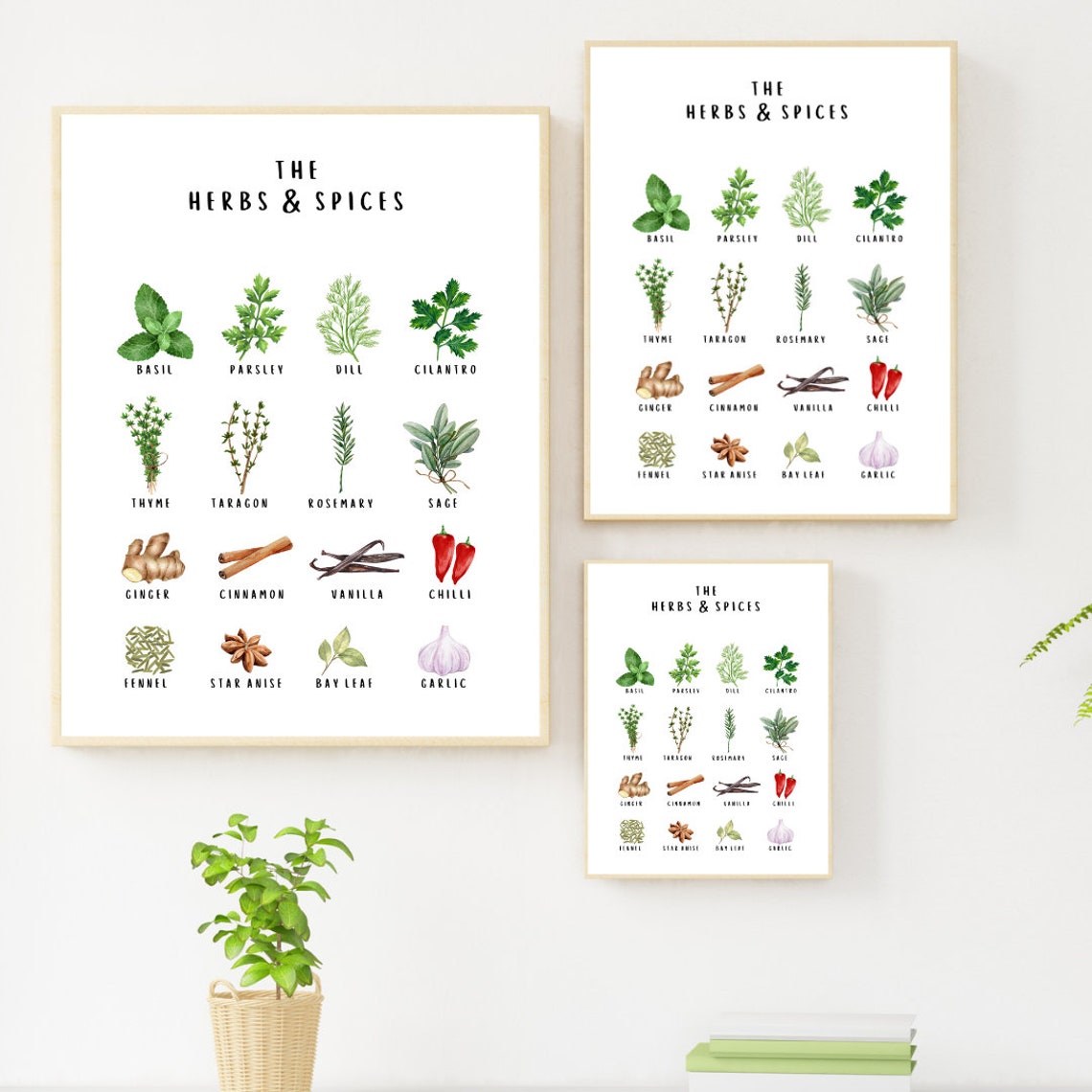 The Herbs And Spices Chart Watercolor Kitchen Wall Decor Poster - Image 4