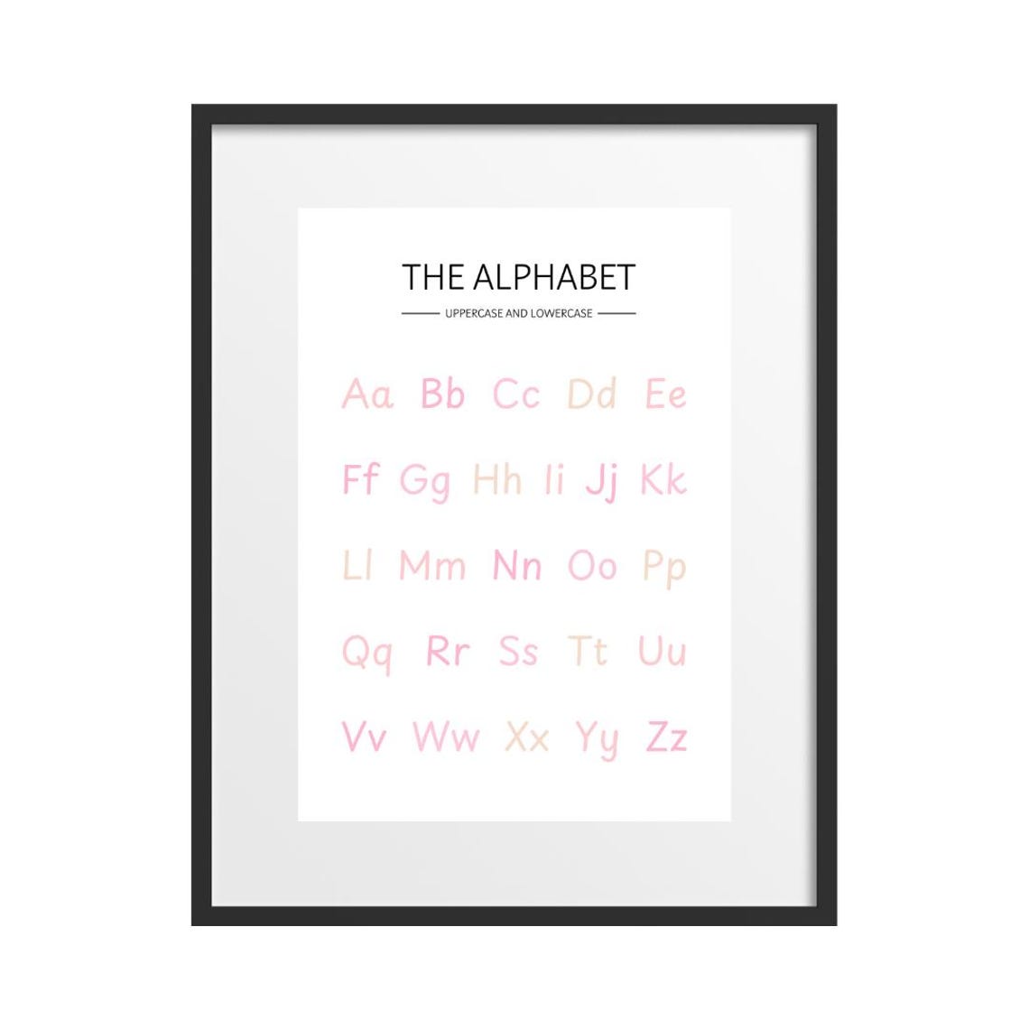 Pink Alphabet Uppercase Lowercase Letters Playful Nursery Room Poster - Image 2