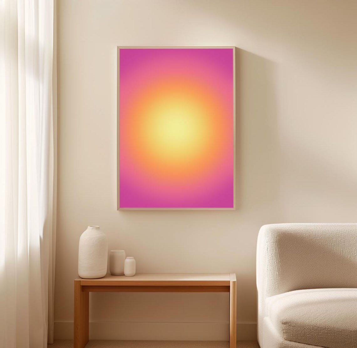 Pink Yellow Aura Gradient Glow Warm Sunny Modern Abstract Poster - Image 3