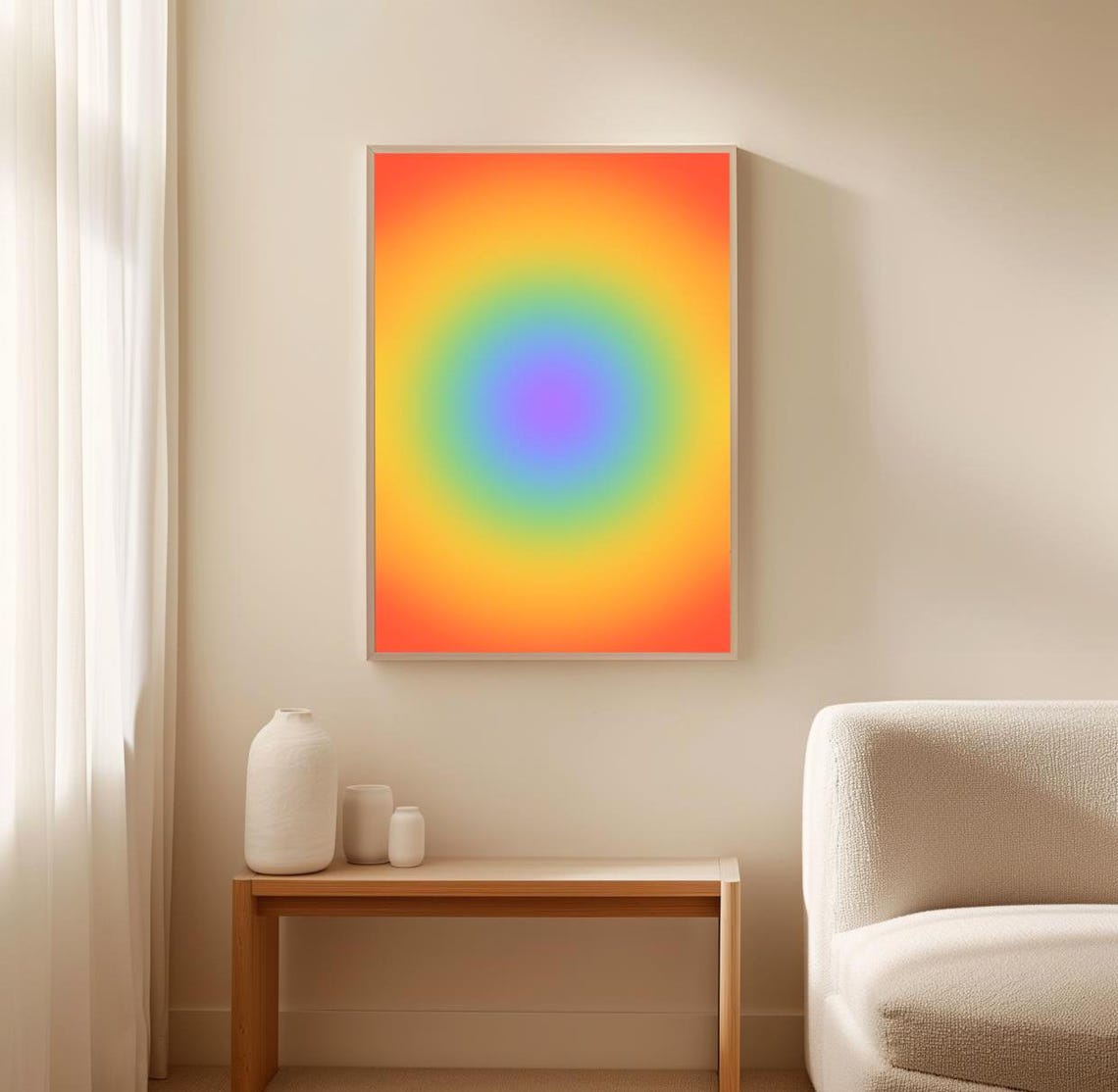 Orange Rainbow Aura Gradient Glow Vibrant Abstract Art Poster - Image 2