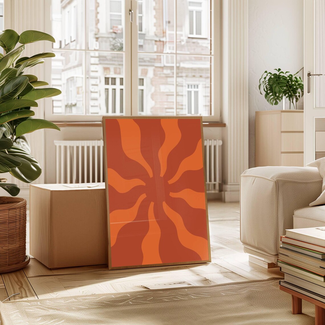 Retro Sun Print No4 Brown And Rusty Orange Boho Decor Hippie Poster 70s Art Surf Aesthetic Groovy Wall Art - Image 3