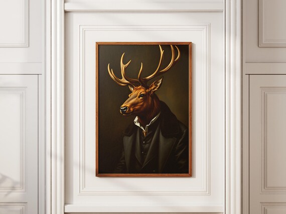 Victorian Elk Portrait Print Regal Animal Illustration