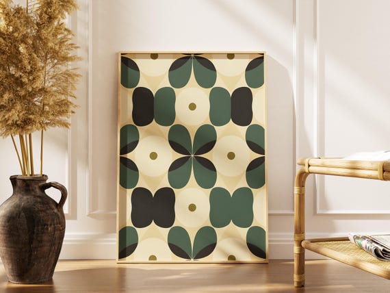 Midcentury Modern Geometric Print Retro Abstract Art