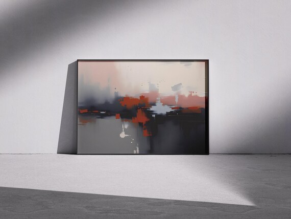 Terracotta Abstract Art Print Modern Brushstroke Painting