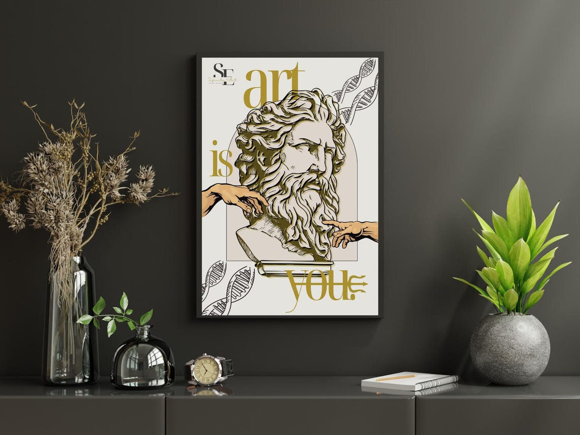 Classical Greek God Bust Art Is You Neoclassical Mythology Poster