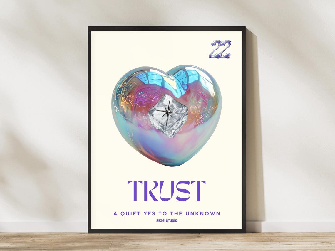 Trust A Quiet Yes To The Unknown Iridescent Heart Compass Poster