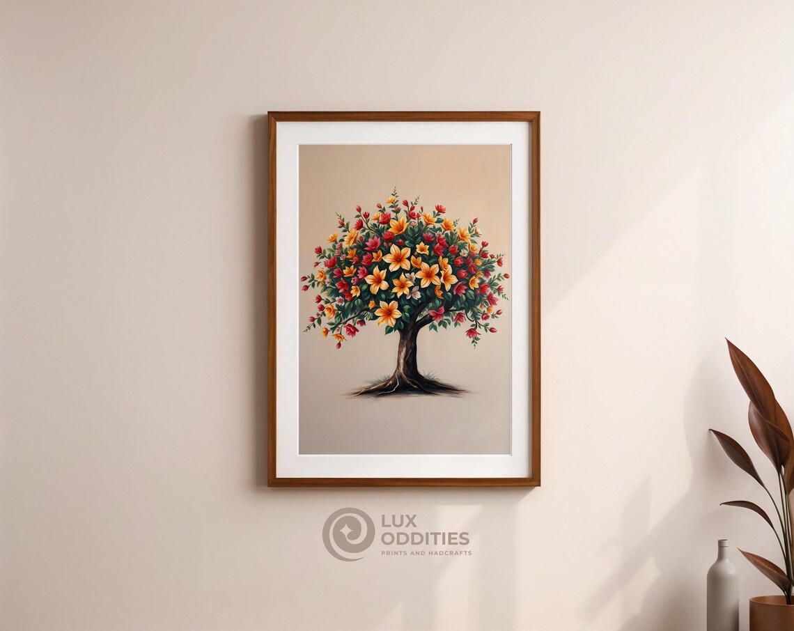 Vintage Floral Tree Oil Painting, Classic Blossom