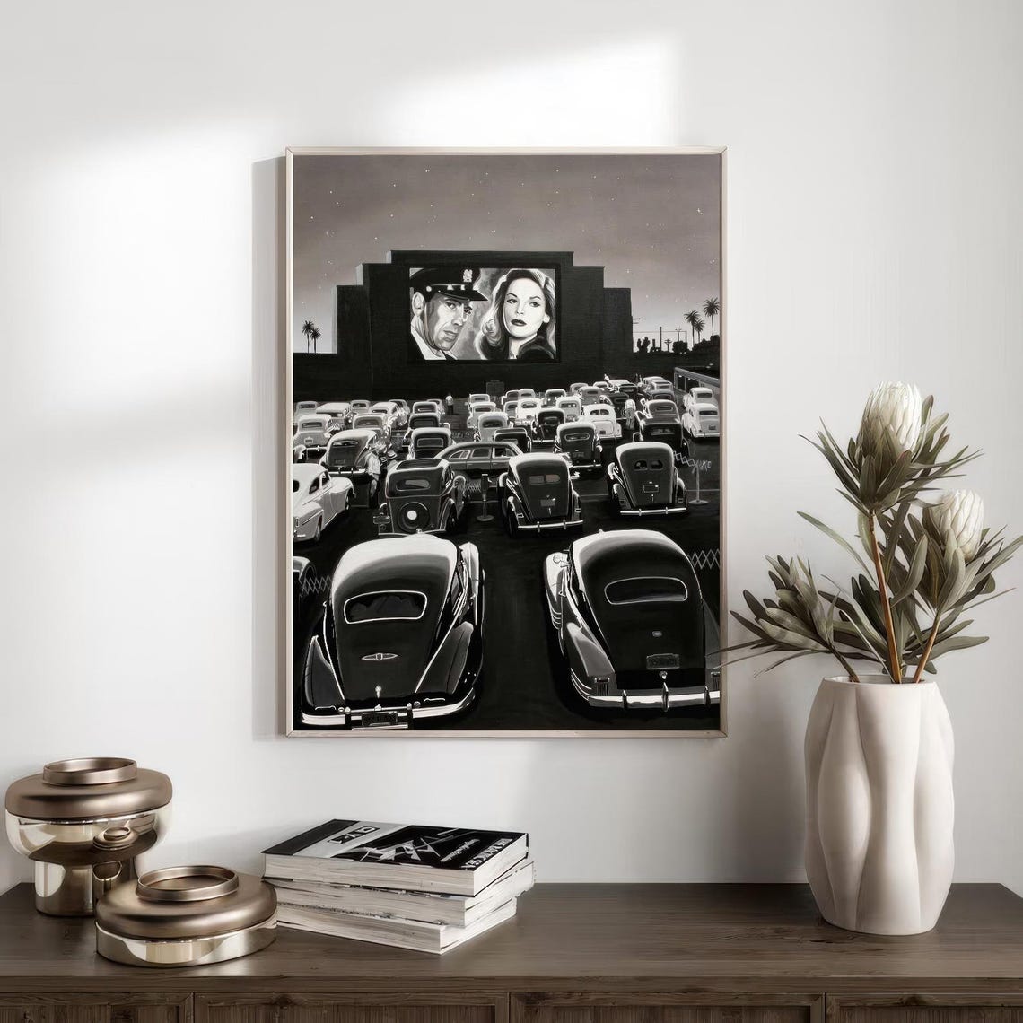 Vintage Drive In Movie Theater Poster Drive In Movie Theater Print Vintage Wall Art Vintage Old Car Print - Image 2