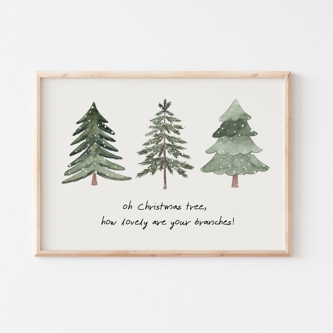 Oh Christmas Tree How Lovely Are Your Branches Print Christmas Wall Art Classic Christmas Decor Minimalist Christmas Art Print