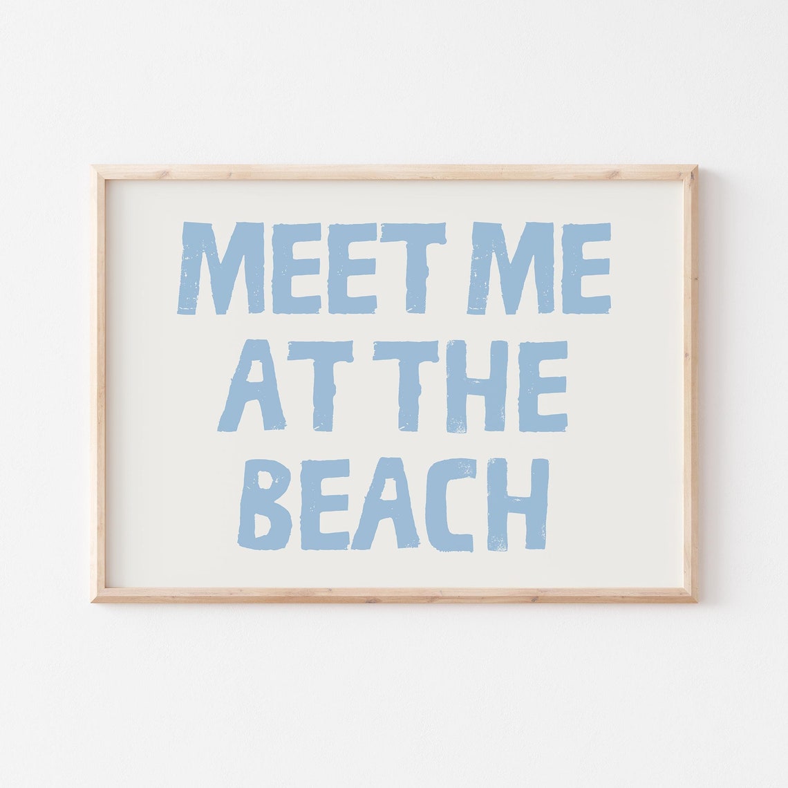 Meet Me At The Beach Blue Block Letter Beach House Decor Poster