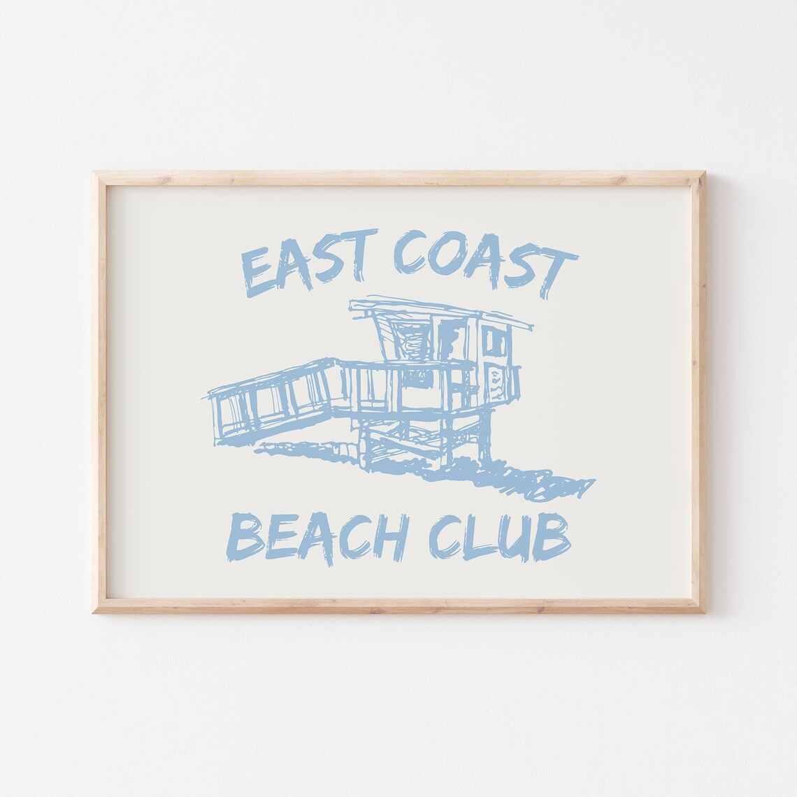 East Coast Beach Club Powder Blue Lifeguard Tower Sketch Poster