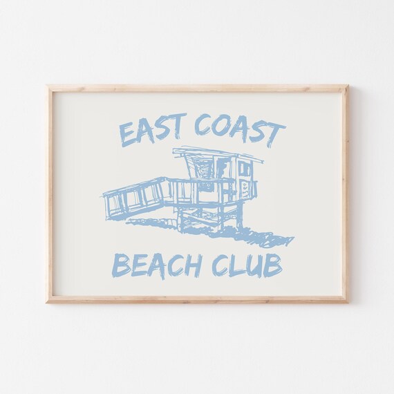 East Coast Beach Club Powder Blue Lifeguard Tower Sketch Poster
