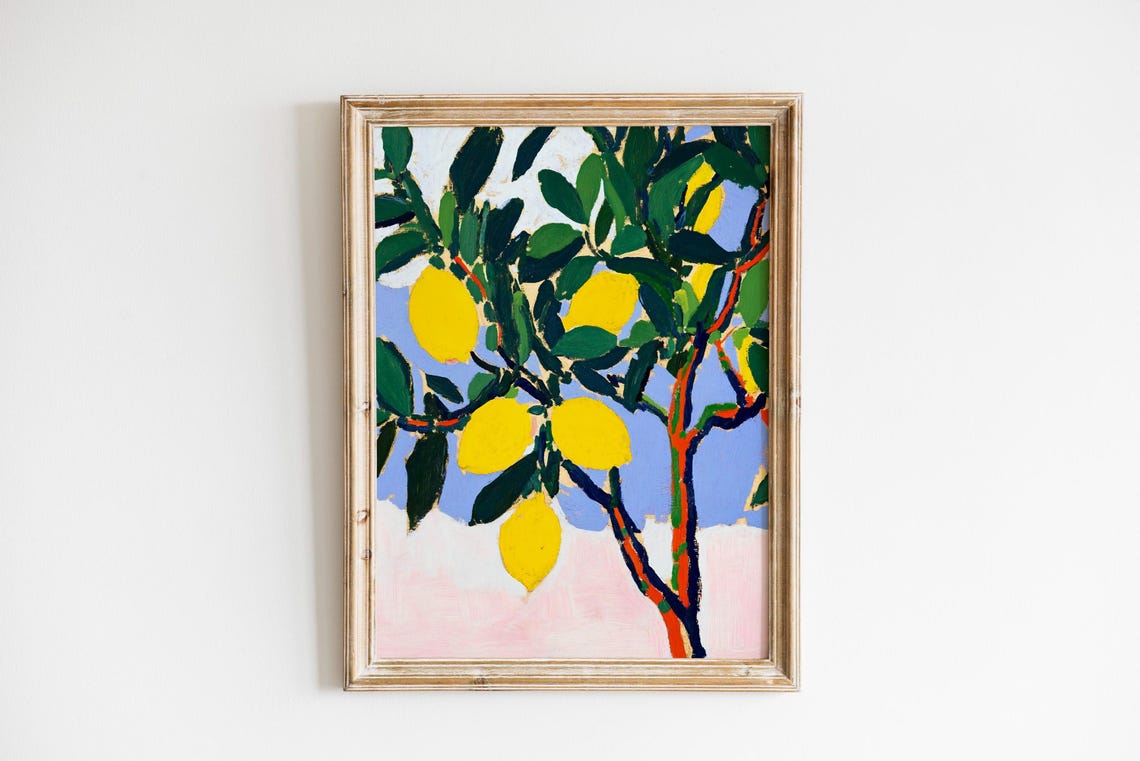 Abstract Lemon Tree Botanical Art, Kitchen Decor - Image 4