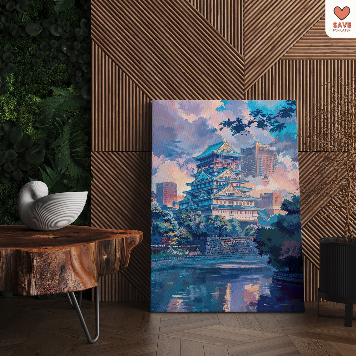 Osaka Castle Lofi Anime Art, Urban Scene Poster