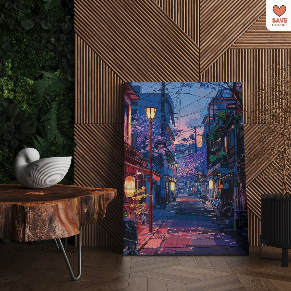 Anime Japanese Cityscape With Cherry Blossoms Poster