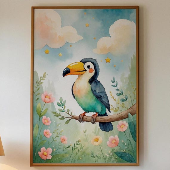Baby Toucan Nursery Art Print Safari Animal Decor
