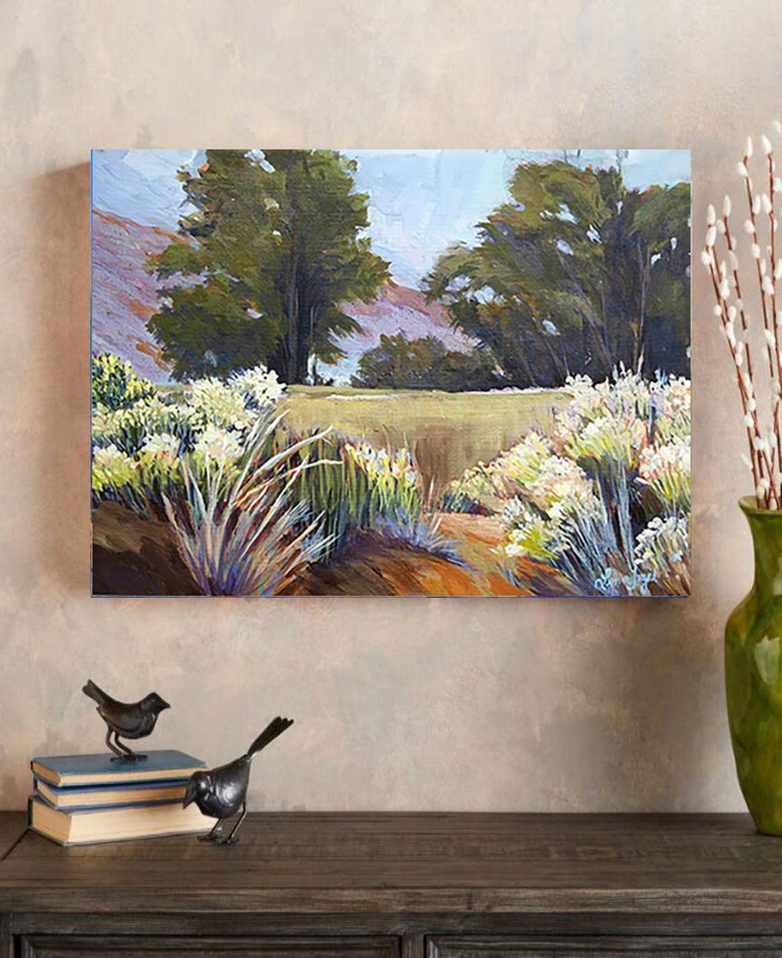Carpinteria Wildflower Meadow Valley Trees Landscape Art Poster - Image 3