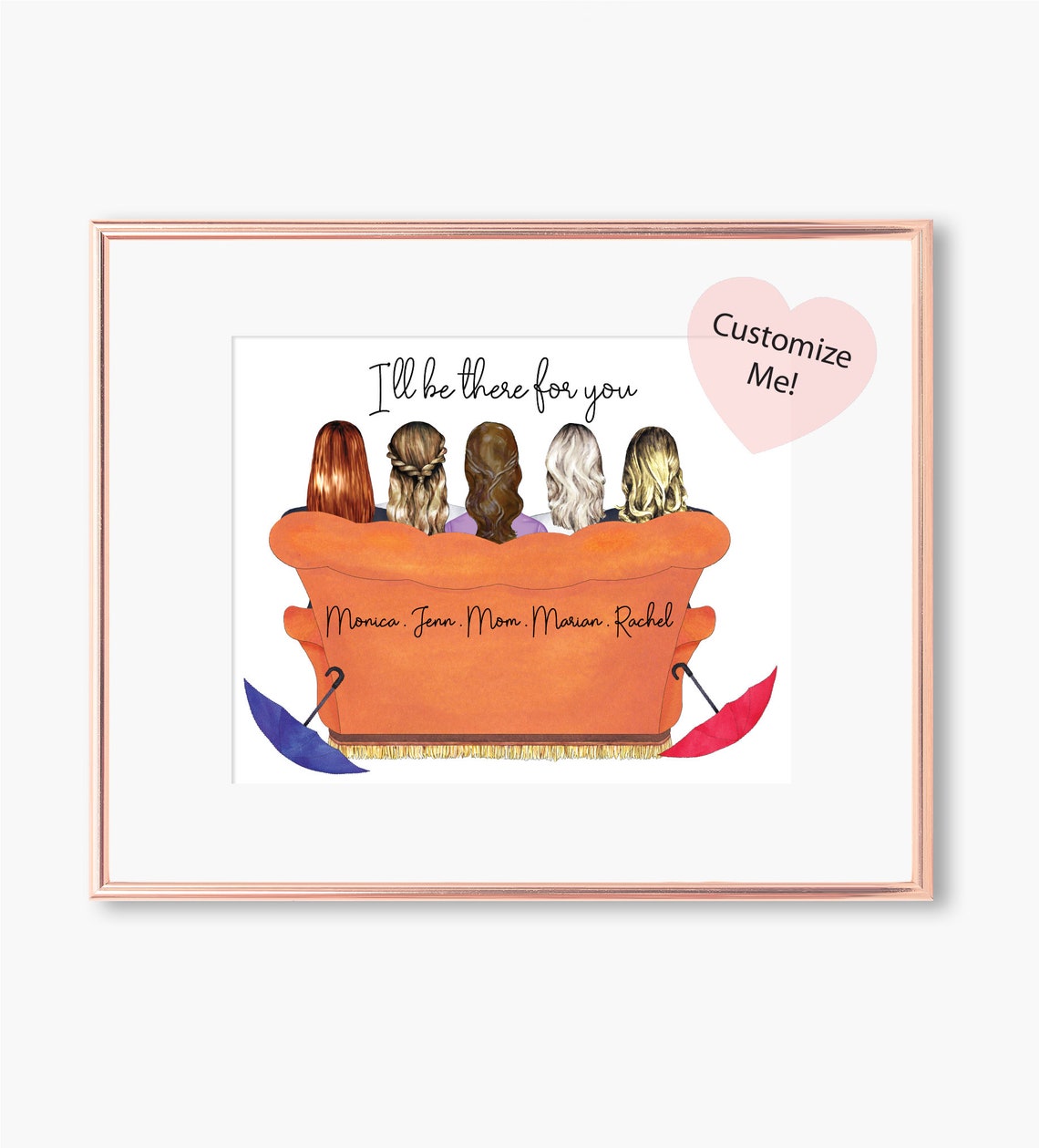 I'll Be There for You Quote Poster Five Friends on Iconic Orange Couch