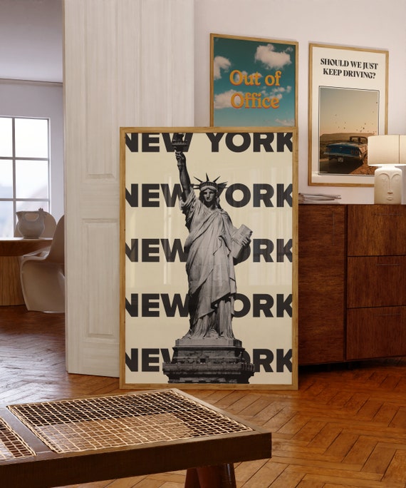 New York City Print Black And Beige Poster Nyc Wall Art Minimalist Travel Prints