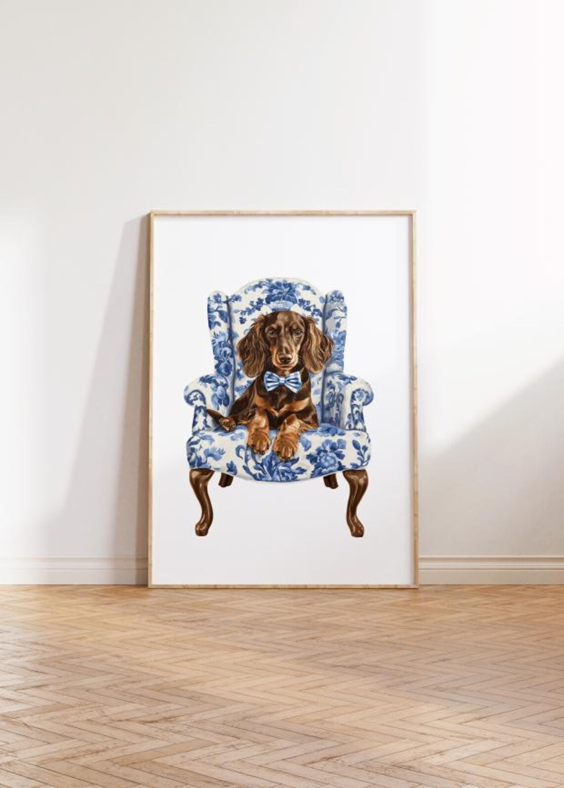 Preppy Dachshund Chinoiserie Art Print, Nursery Decor - Image 2