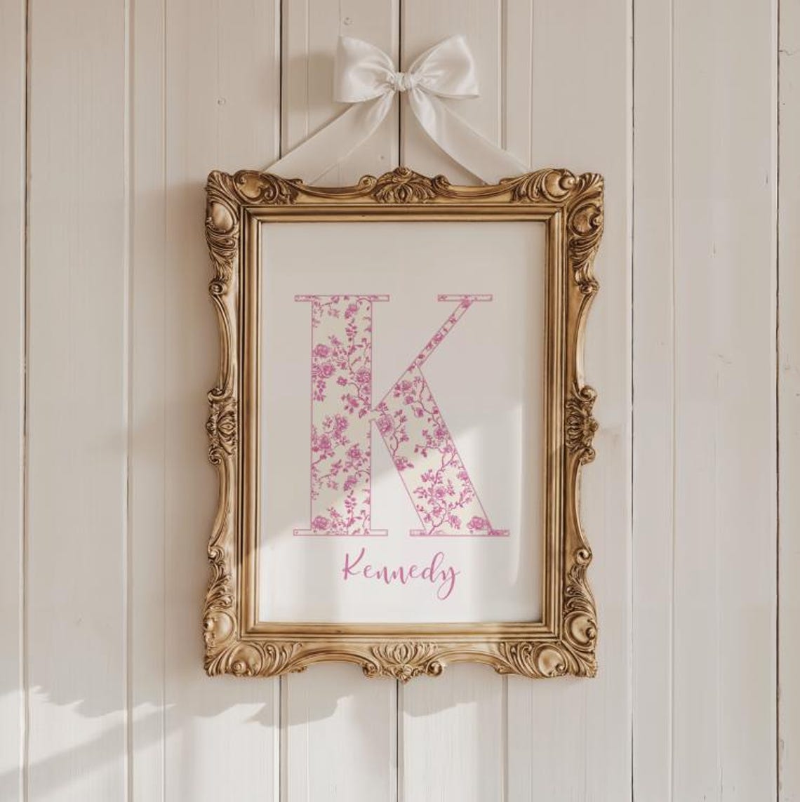 Pink Chinoiserie Monogram Initial K Kennedy Personalized Art Poster