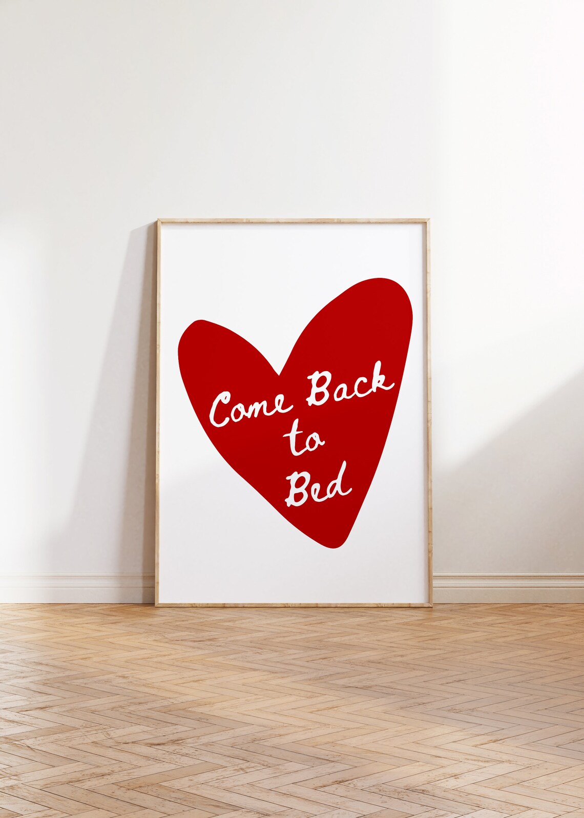 Vintage Come Back To Bed Red Heart Typography Art Print