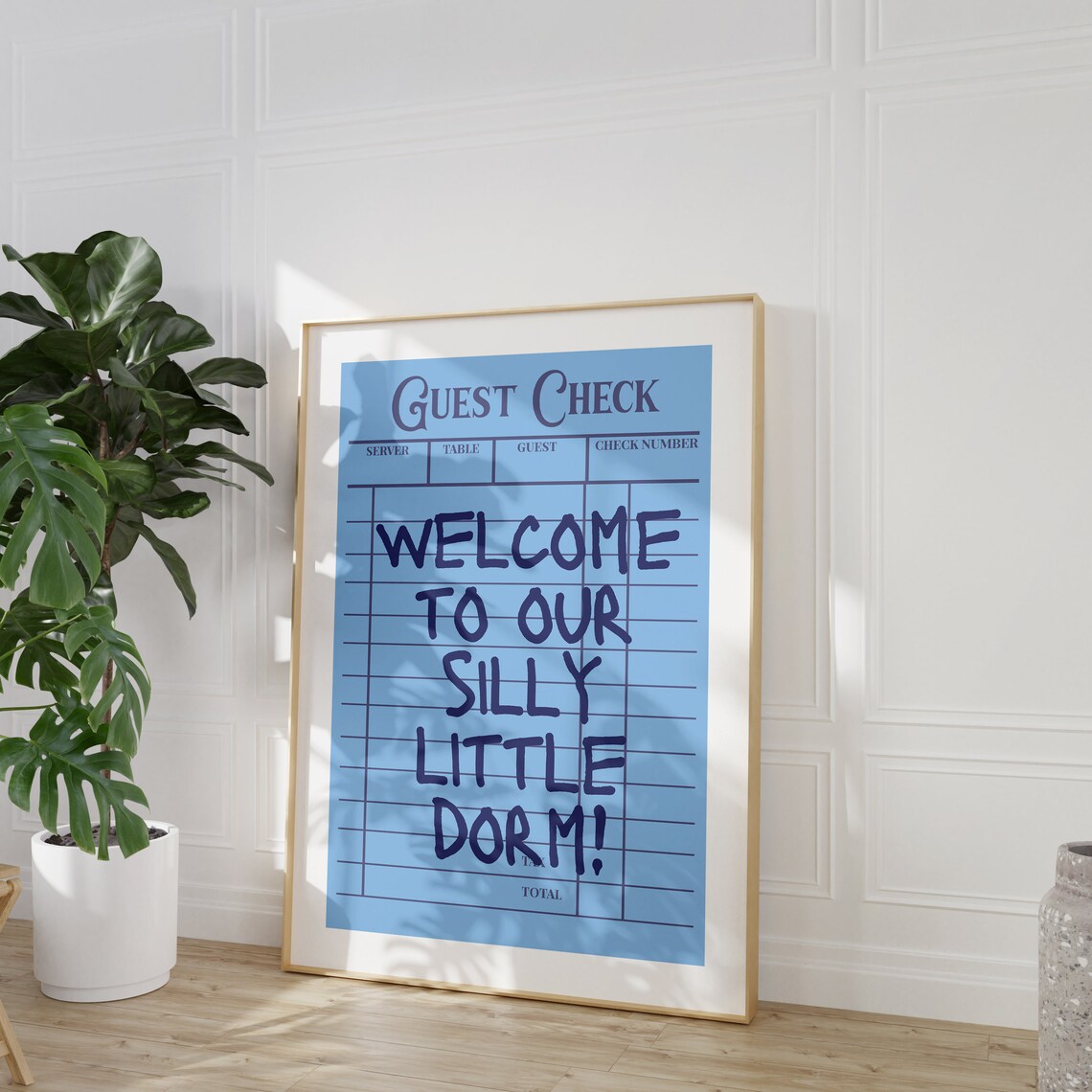 Blue Guest Check Preppy Dorm Decor Art Print - Image 2