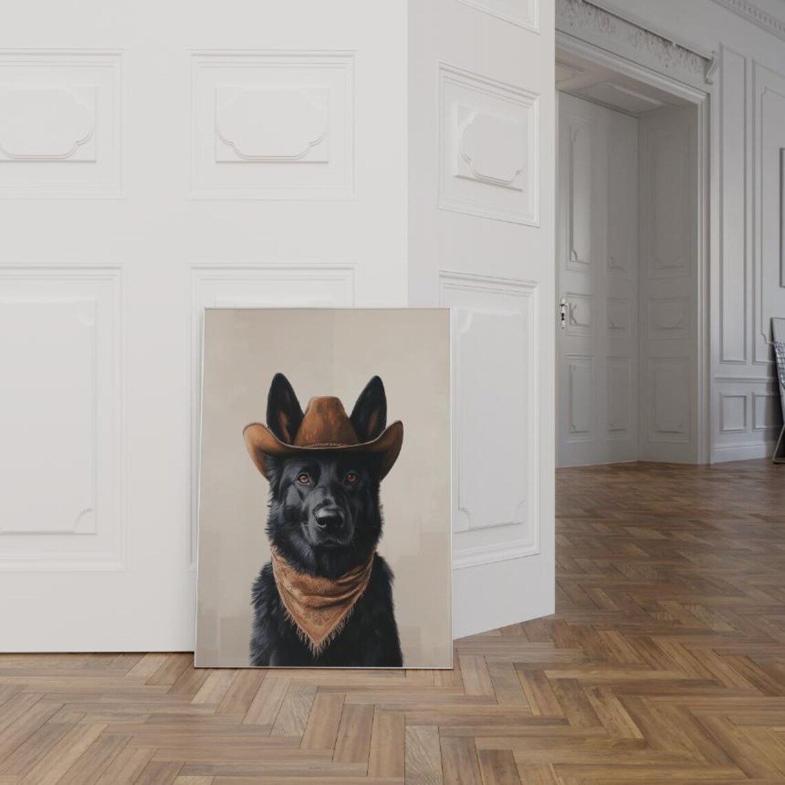 German Shepherd Cowboy Hat Western Dog Art Print