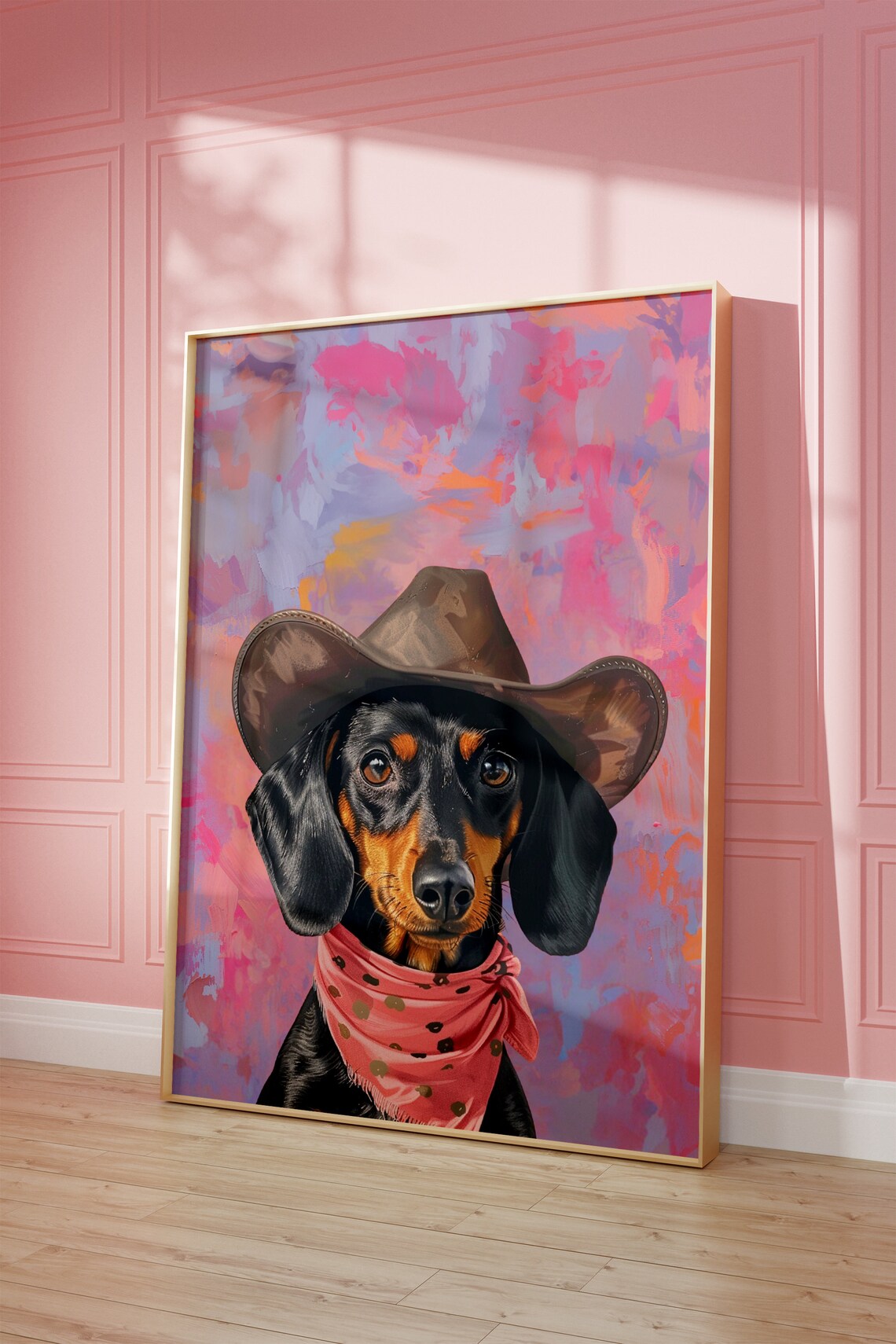 Dog Cowgirl Hat Vintage Art Print, Western Style - Image 2