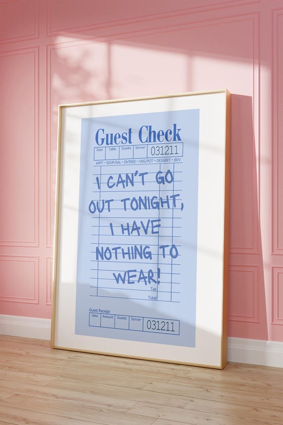 Trendy Blue Guest Check Funny Bathroom Print Funny Quote For College Dorm Blue Aesthetic Poster Preppy Poster For Apartment Bar Cart Decor