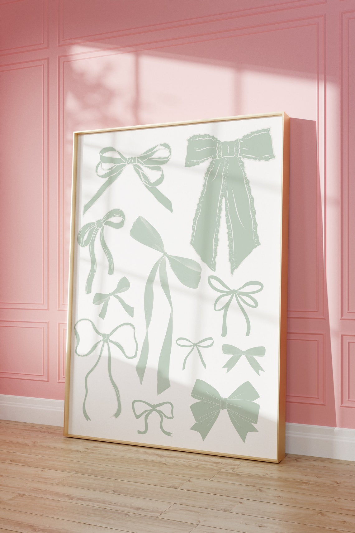 Sage Green Bows Collage Coquette Balletcore Trendy Dorm Poster