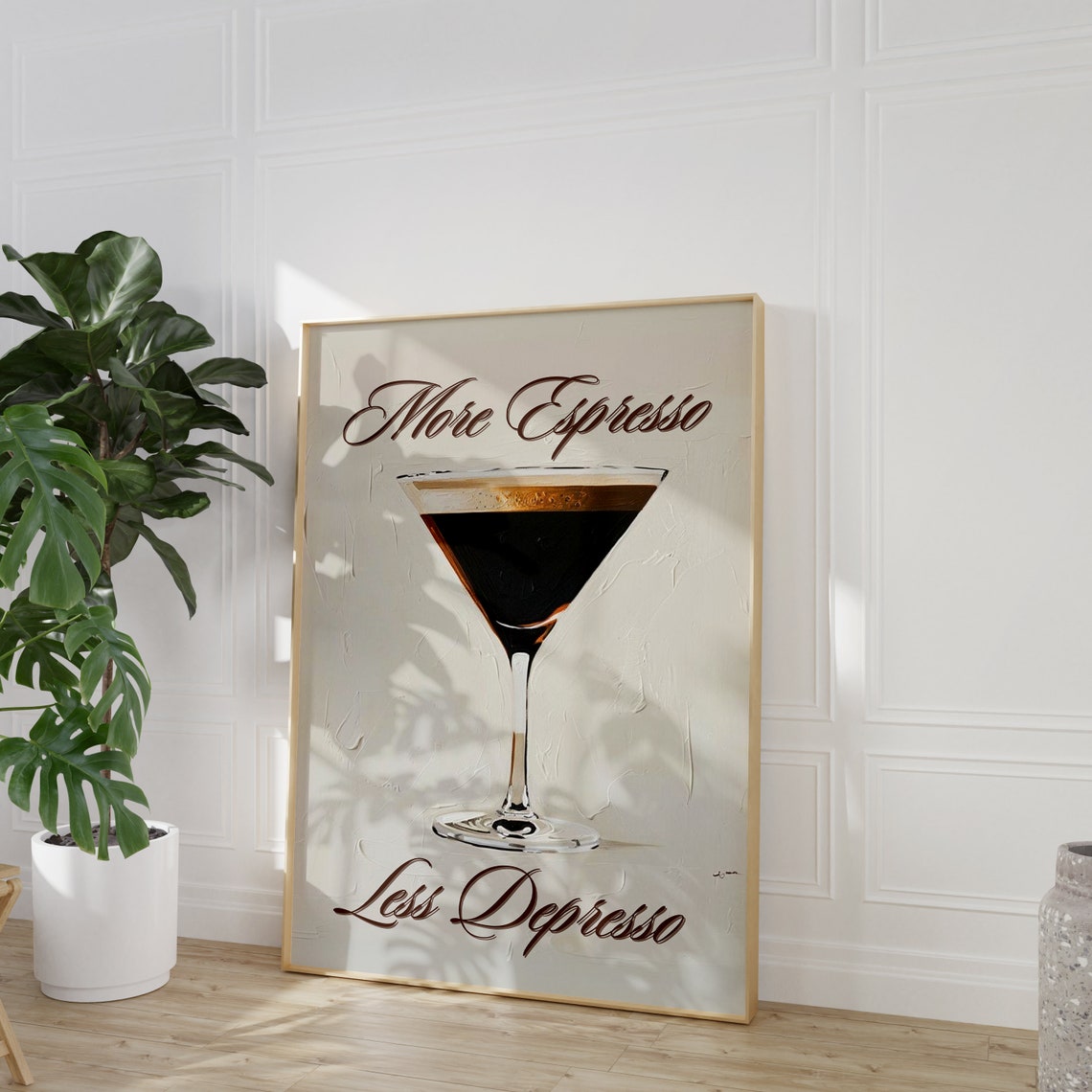 More Espresso Less Depresso Martini Funny Coffee Quote Wall Poster - Image 2