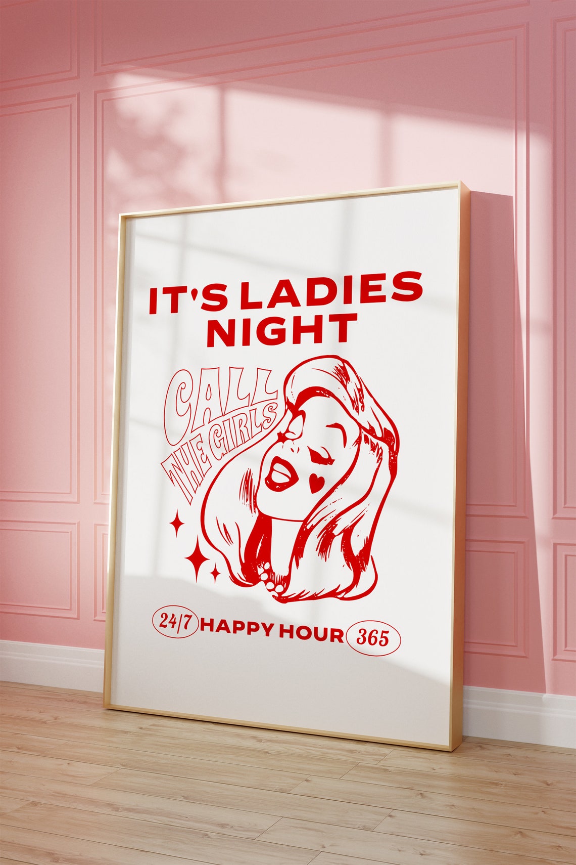 It's Ladies Night Call The Girls Retro Red Party Poster Dorm - Image 2