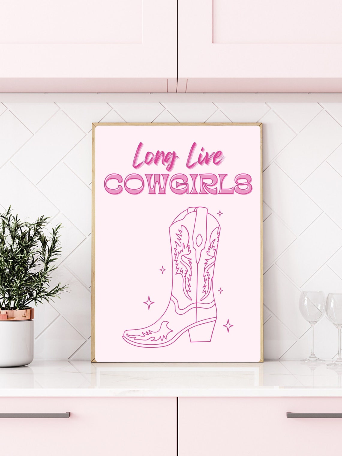 Long Live Cowgirl Wall Print Western Room Decor Cowgirl Preppy Pink Poster Apartment Wall Decor Minimalist Art Preppy Cowgirl College Dorm