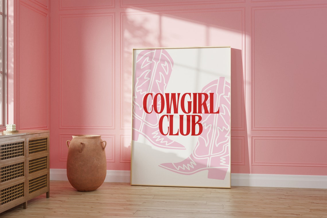 Cowgirl Club Cowboy Boots Art Print Western Art Print Preppy Cowgirl Decor Coastal Cowgirl Art Cowgirl Dorm Decor Bar Cart Print - Image 2