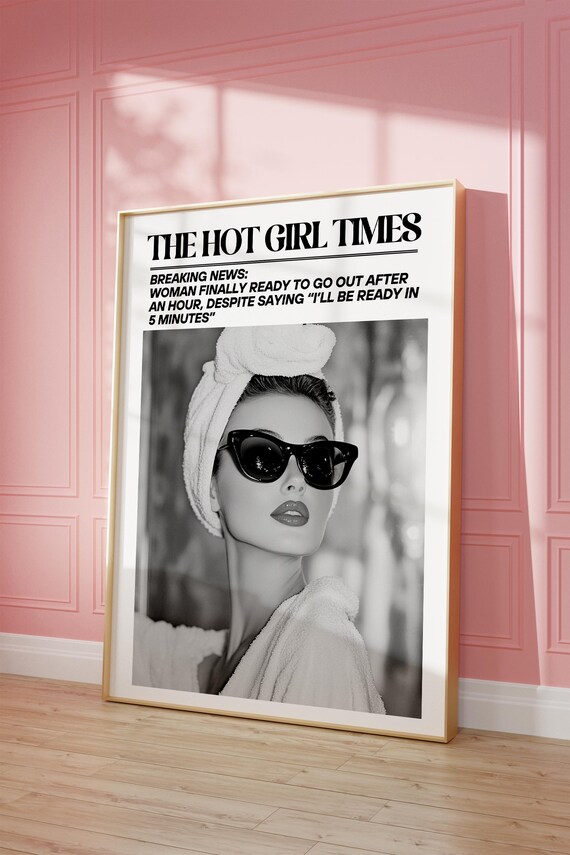 Funny Bathroom Wall Art Better Late Than Ugly Wall Art Newspaper Print Wall Art Funny Dorm Apartment Retro Wall Art