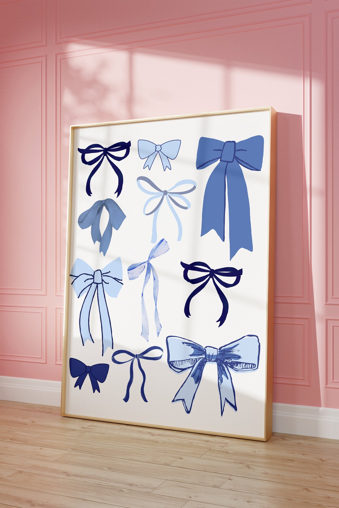 Blue Bow Coquette Hair Ribbon, Preppy Art Print