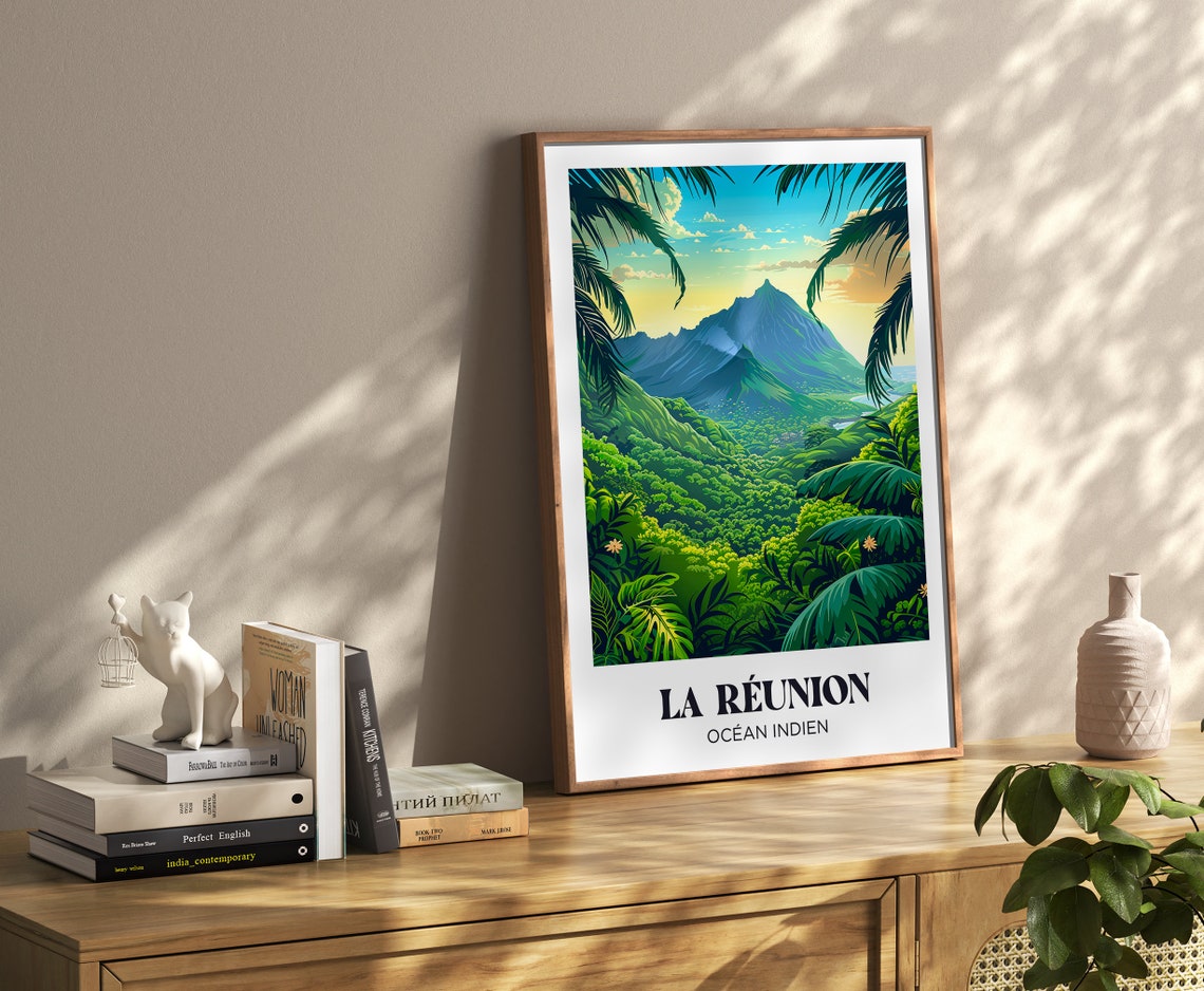 Travel Poster Reunion Island Piton De La Fournaise Illustration Reunion Island Reunion Island Poster Travel Poster Reunion Island - Image 4