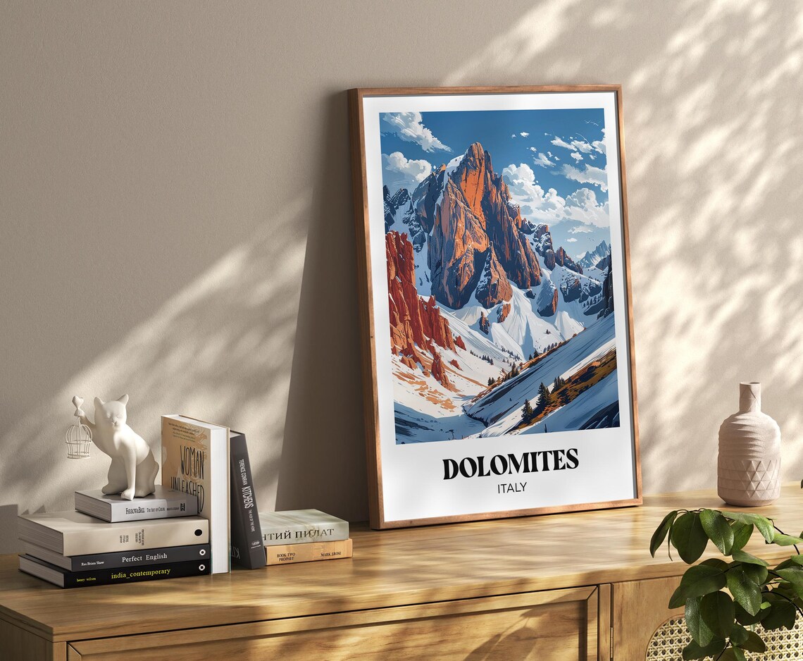 Dolomites Travel Poster, Italy Mountain Landscape - Image 3