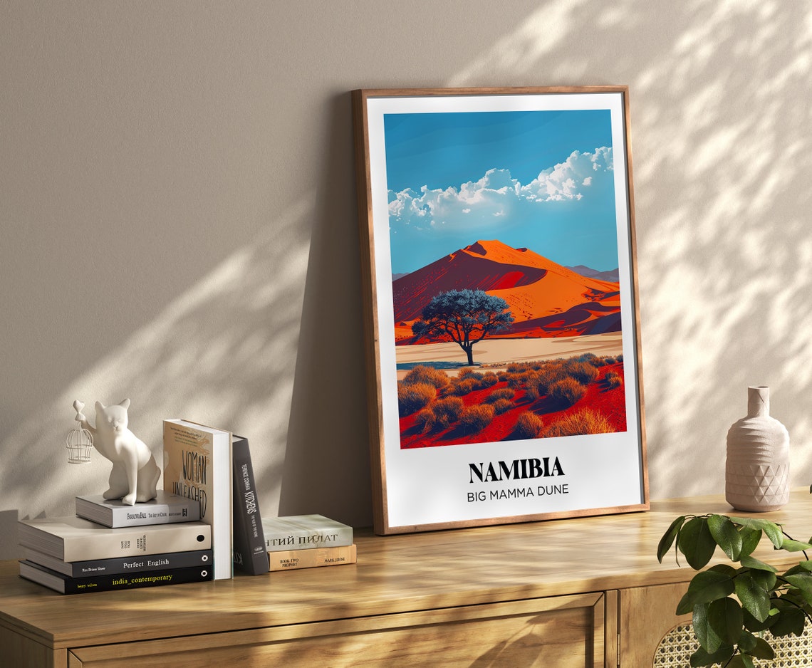 Namibia Big Mamma Dune Red Desert Sands Tree Retro Travel Poster - Image 4