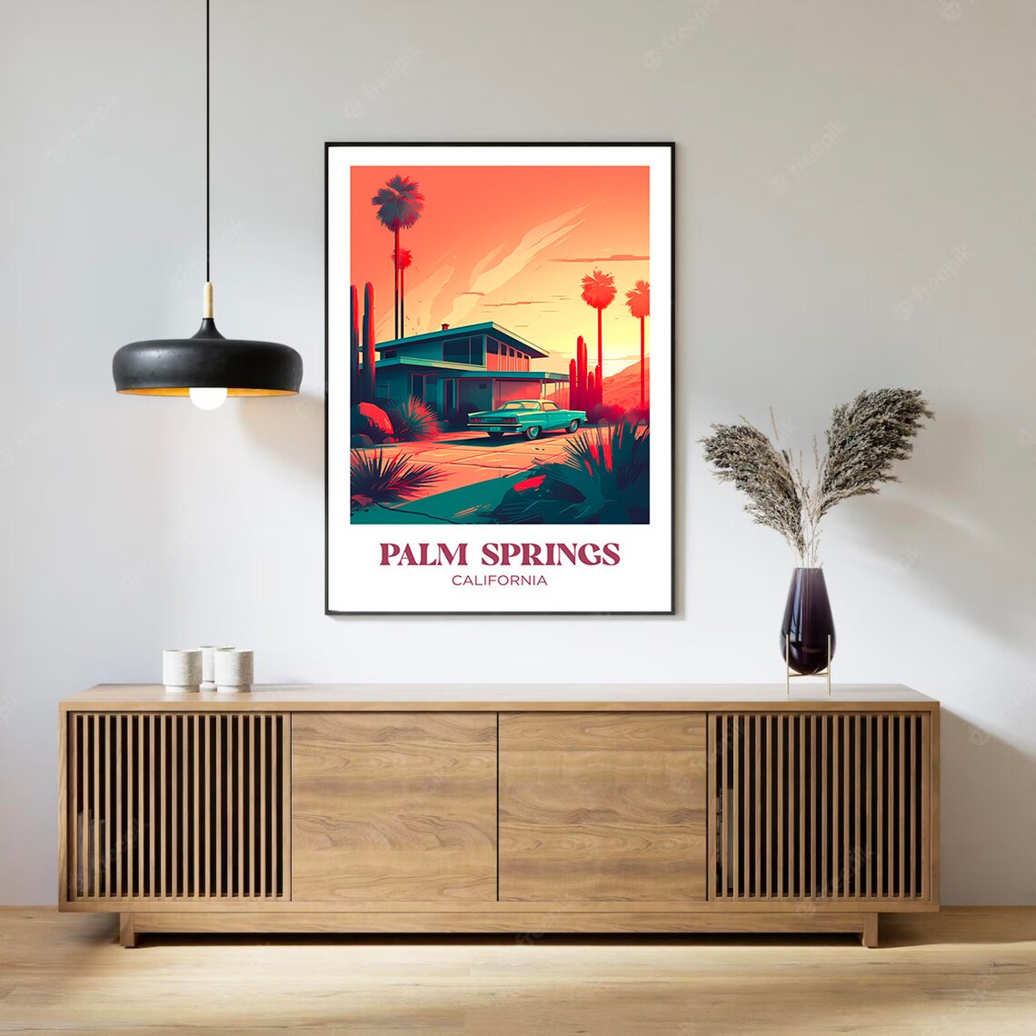 Palm Springs Travel Poster California Wall Art Print United States Illustration California Watercolor Home Decor Retro Poster - Image 3