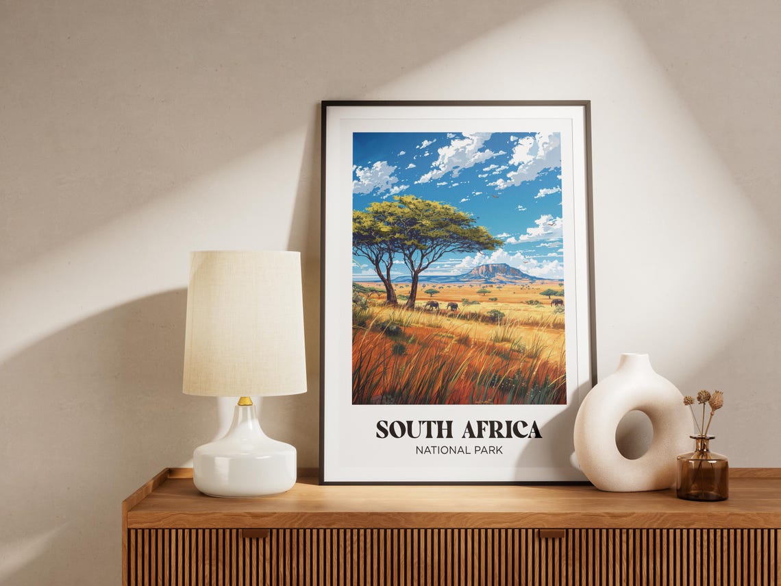 South Africa Poster South Africa Landscape Illustration South Africa Travel Poster South Africa Nature Print South Africa Gift - Image 4