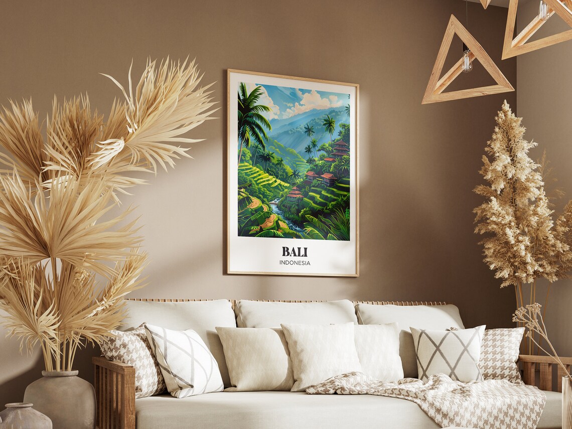 Bali Travel Poster, Flowers and Palm Trees - Image 2